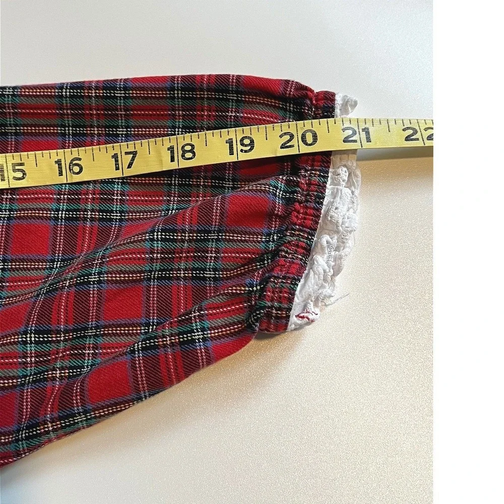 Lanz of Salzburg M Traditional Long Sleeve Nightgown Red Plaid Cotton Flannel
